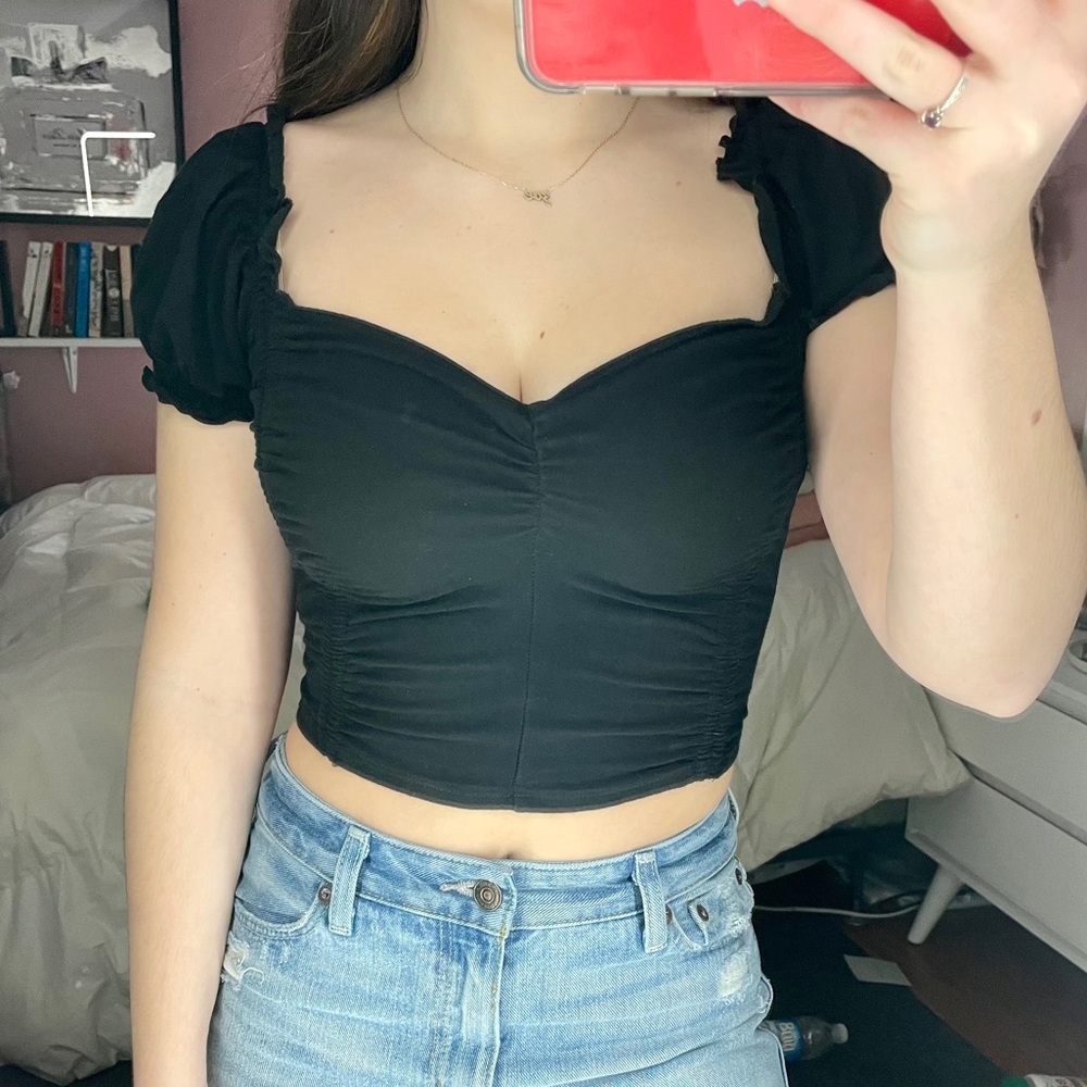 Black Garage Peasant Top Size XS